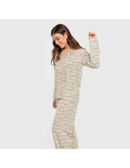 Pijama comprido camisa algodão mulher Matilde verde caça pijamas-compridos-de-mulher