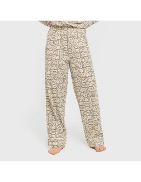 Pijama comprido camisa algodão mulher Matilde verde caça pijamas-compridos-de-mulher