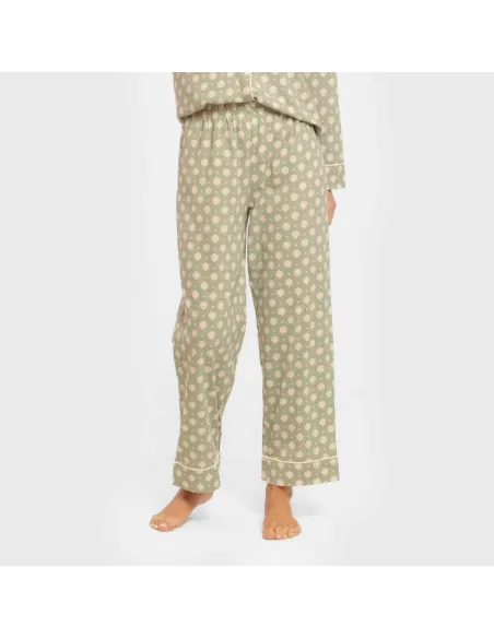 Pijama comprido camisa algodão mulher Erati verde caça pijamas-compridos-de-mulher