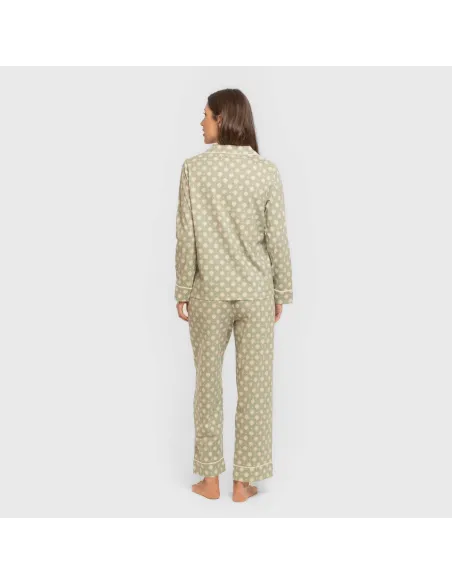 Pijama comprido camisa algodão mulher Erati verde caça pijamas-compridos-de-mulher