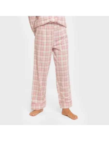 Pijama comprido camisa algodão mulher Cuadro Moni rosa pijamas-compridos-de-mulher