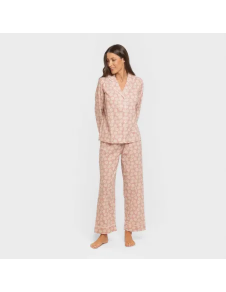 Pijama comprido camisa algodão mulher Medusa rosa pijamas-compridos-de-mulher