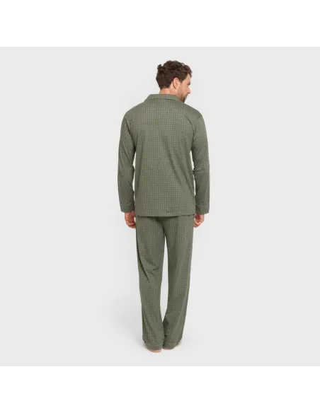 Pijama comprido camisa algodão homem Conde verde caça pijamas-compridos-homem