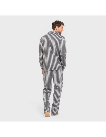 Pijama comprido camisa algodão homem Raya Marsella azul indigo pijamas-compridos-homem