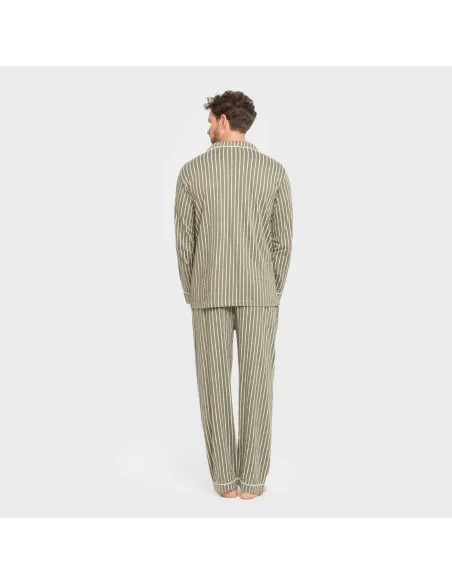 Pijama comprido camisa algodão homem Raya John verde caça pijamas-compridos-homem