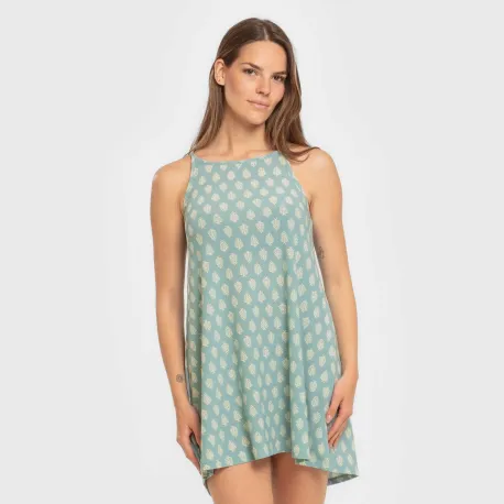Vestido curto alças crepe Soma verde francês vestidos-mulher