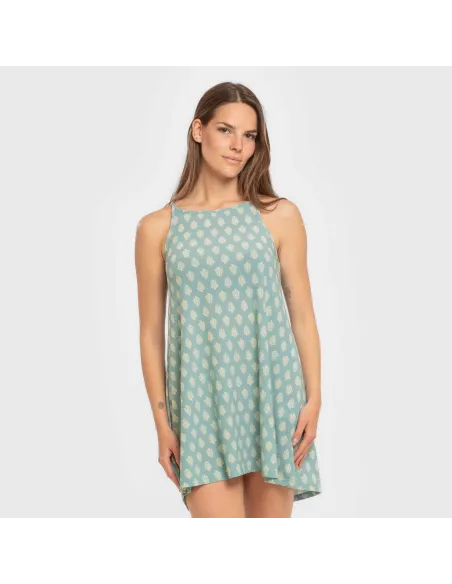 Vestido curto alças crepe Soma verde francês vestidos-mulher