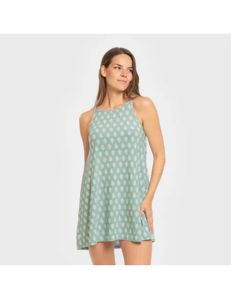 Vestido curto alças crepe Soma verde francês vestidos-mulher