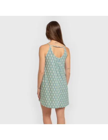 Vestido curto alças crepe Soma verde francês vestidos-mulher
