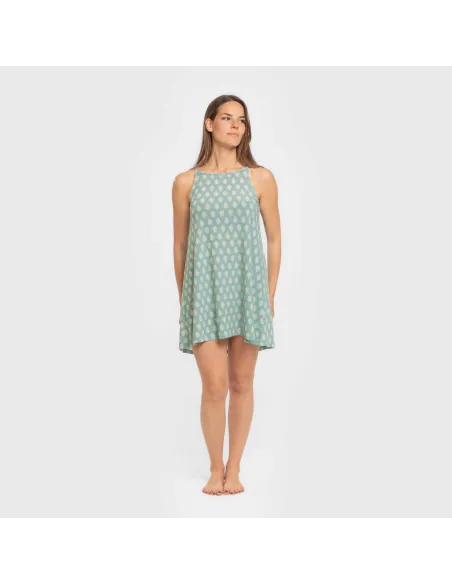 Vestido curto alças crepe Soma verde francês vestidos-mulher