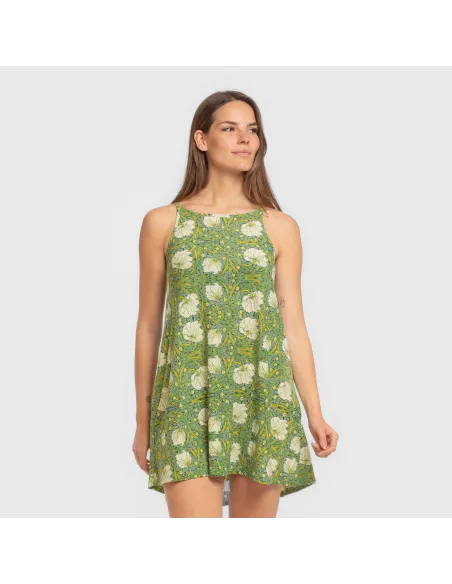 Vestido curto alças crepe Priya verde vestidos-mulher