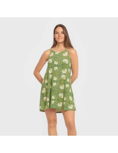 Vestido curto alças crepe Priya verde vestidos-mulher