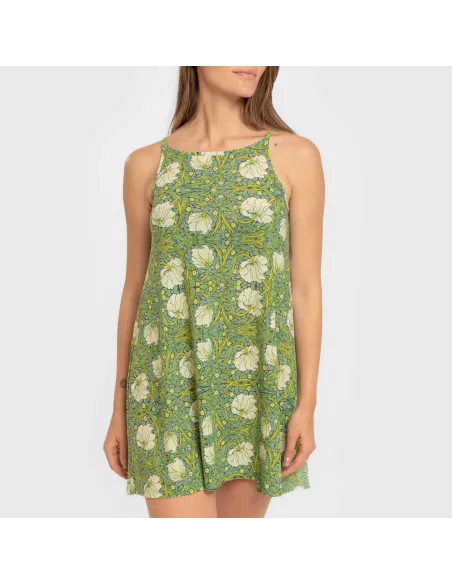 Vestido curto alças crepe Priya verde vestidos-mulher