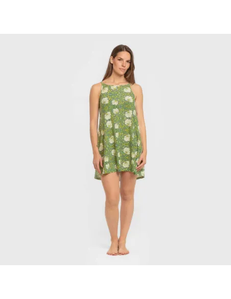 Vestido curto alças crepe Priya verde vestidos-mulher