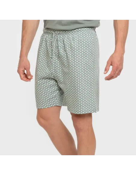 Pijama curto algodão homem Sassy verde azulado pijamas-curtos-homem