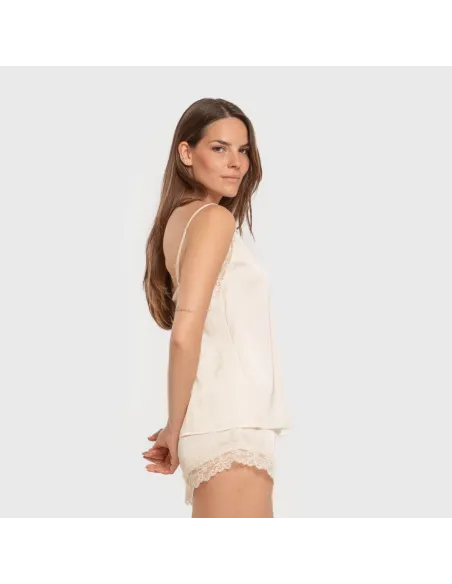 Pijama alças mulher Saten Friday liso roupa-para-estar-por-casa