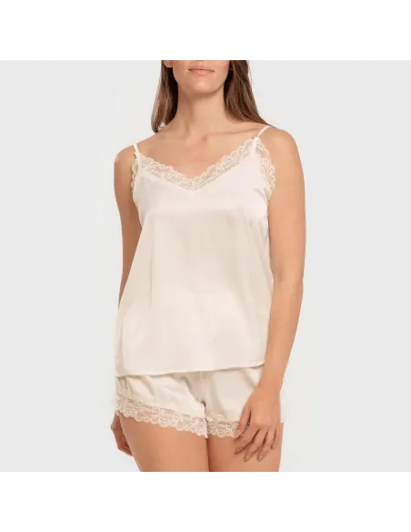 Pijama alças mulher Saten Friday liso roupa-para-estar-por-casa