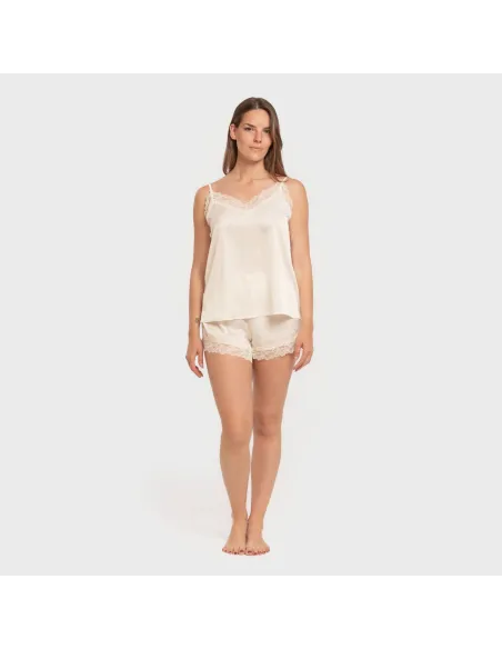 Pijama alças mulher Saten Friday liso roupa-para-estar-por-casa