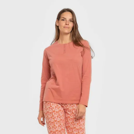 Pijama algodão Mesalia marsala pijamas-compridos-de-mulher