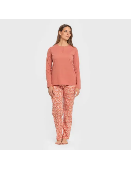 Pijama algodão Mesalia marsala pijamas-compridos-de-mulher