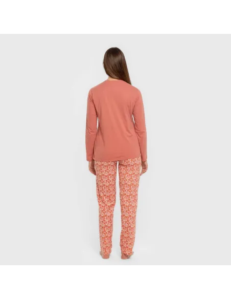 Pijama algodão Mesalia marsala pijamas-compridos-de-mulher