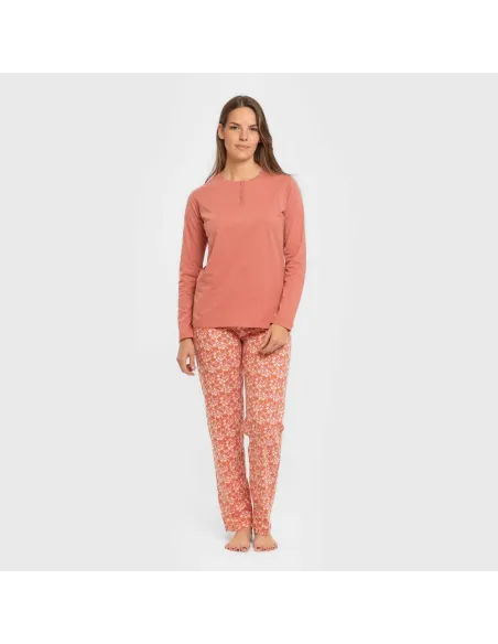 Pijama algodão Mesalia marsala pijamas-compridos-de-mulher