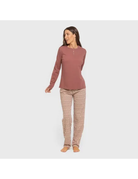 Pijama algodão Eucalipto malva rosa pijamas-compridos-de-mulher