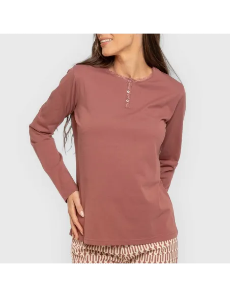 Pijama algodão Eucalipto malva rosa pijamas-compridos-de-mulher