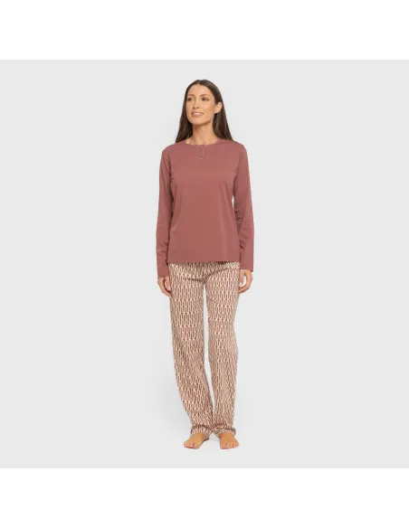 Pijama algodão Eucalipto malva rosa pijamas-compridos-de-mulher