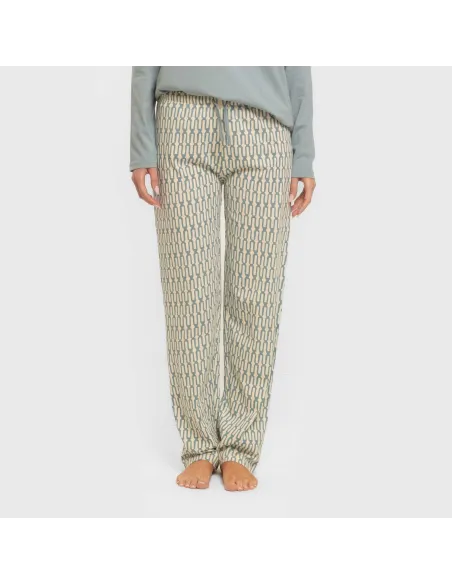 Pijama algodão Eucalipto azul celeste pijamas-compridos-de-mulher
