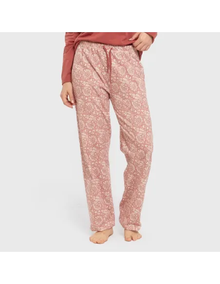 Pijama algodão Rastberry rosa pijamas-compridos-de-mulher