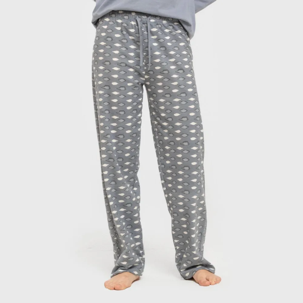 Pijama algodão Ocean azul indigo pijamas-compridos-de-mulher