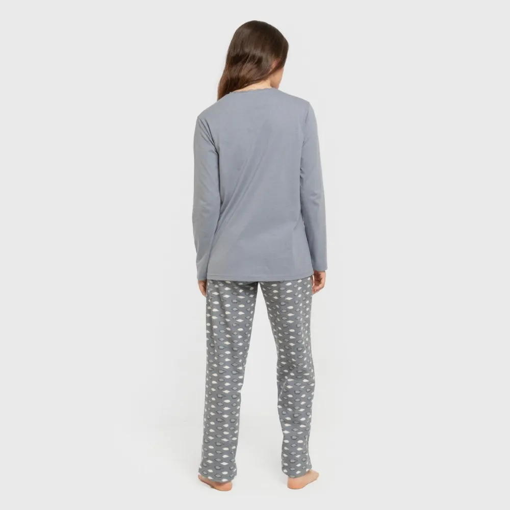 Pijama algodão Ocean azul indigo pijamas-compridos-de-mulher