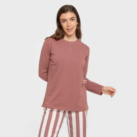 Pijama algodão Raya Elvis malva rosa pijamas-compridos-de-mulher