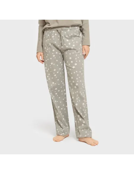 Pijama algodão Estrellita verde seco pijamas-compridos-de-mulher