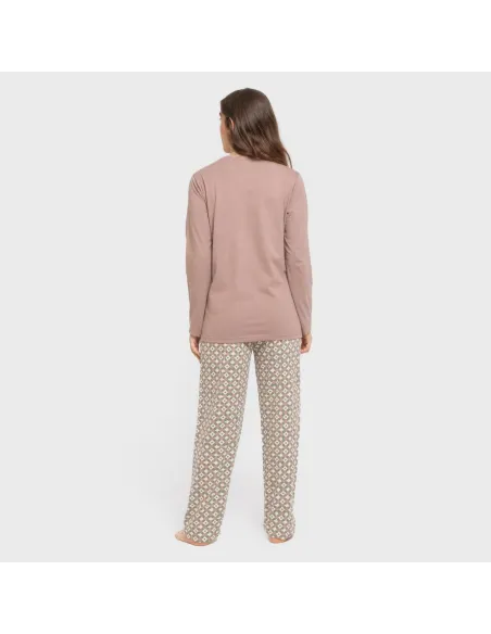 Pijama algodão Narciso beringela seco pijamas-compridos-de-mulher