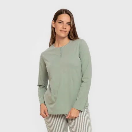 Pijama algodão Raya Kodac verde keike pijamas-compridos-de-mulher