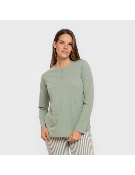 Pijama algodão Raya Kodac verde keike pijamas-compridos-de-mulher
