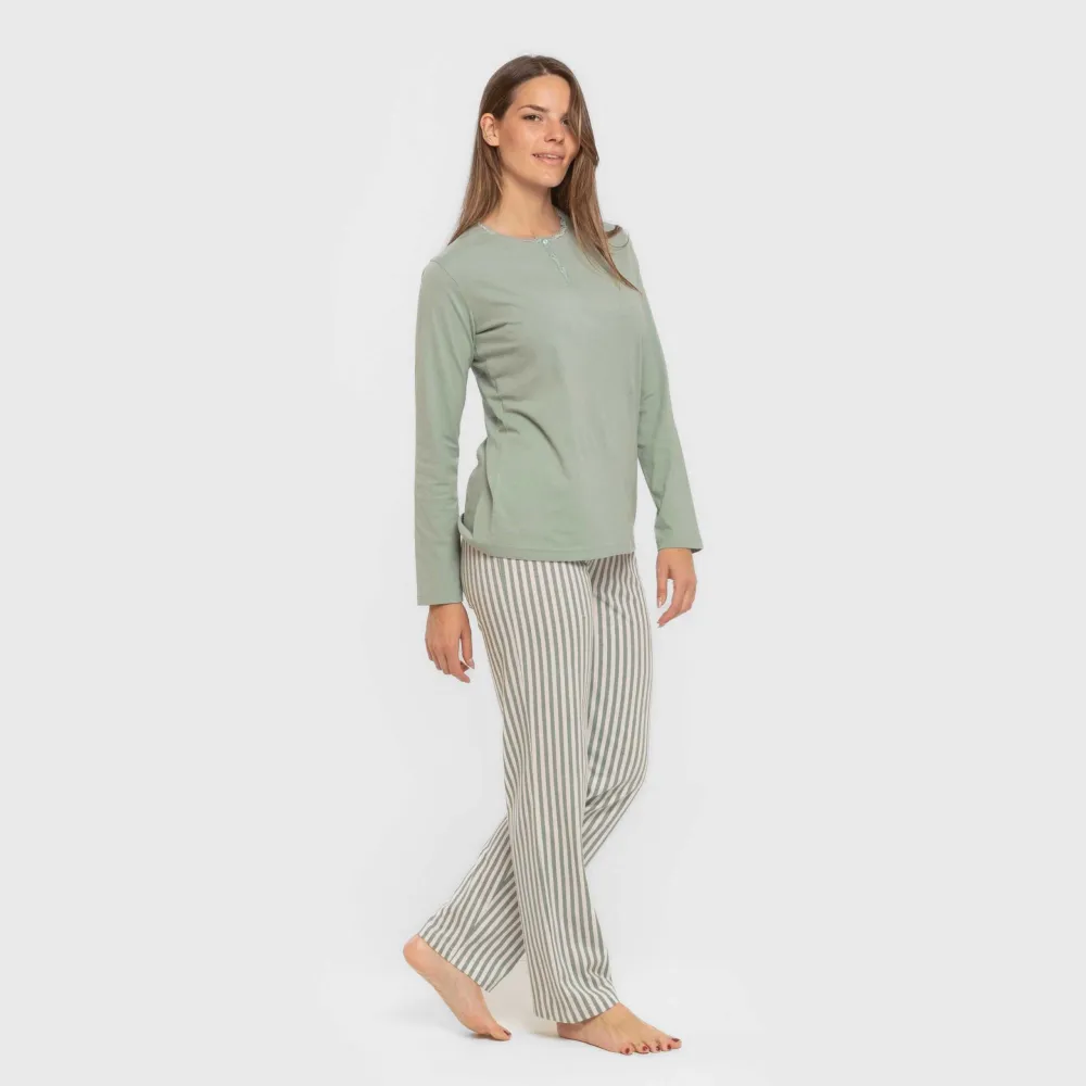 Pijama algodão Raya Kodac verde keike pijamas-compridos-de-mulher