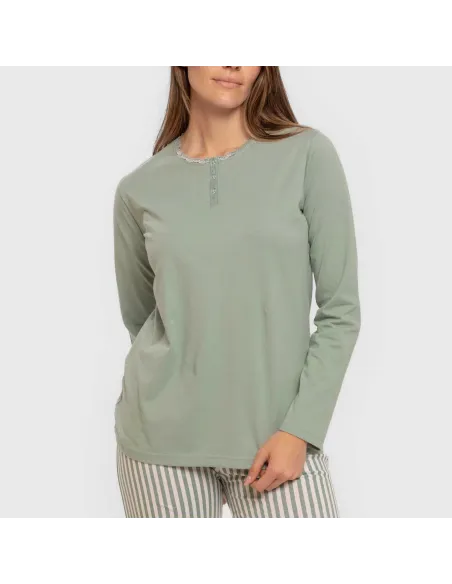 Pijama algodão Raya Kodac verde keike pijamas-compridos-de-mulher