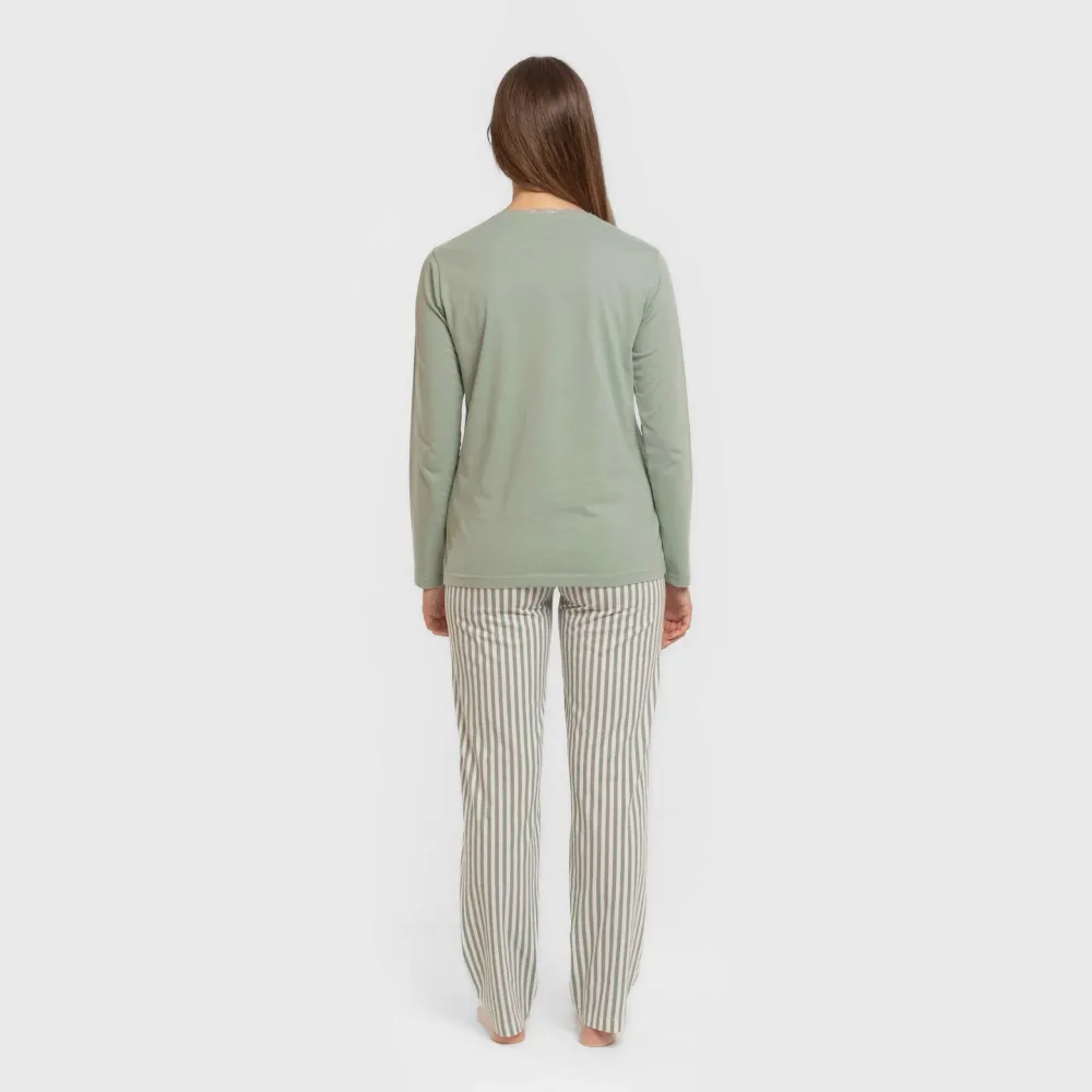 Pijama algodão Raya Kodac verde keike pijamas-compridos-de-mulher