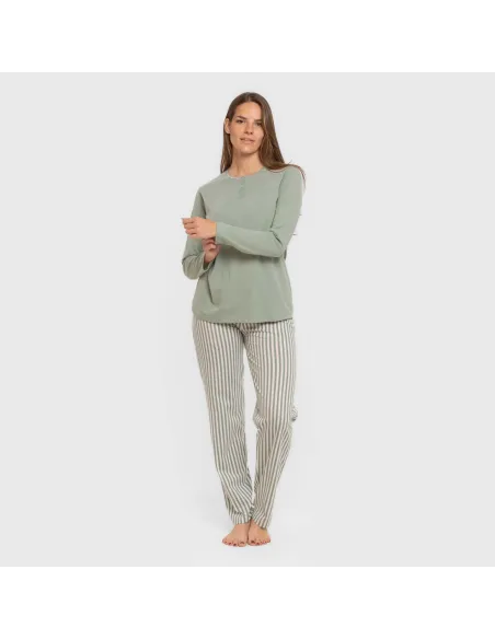 Pijama algodão Raya Kodac verde keike pijamas-compridos-de-mulher