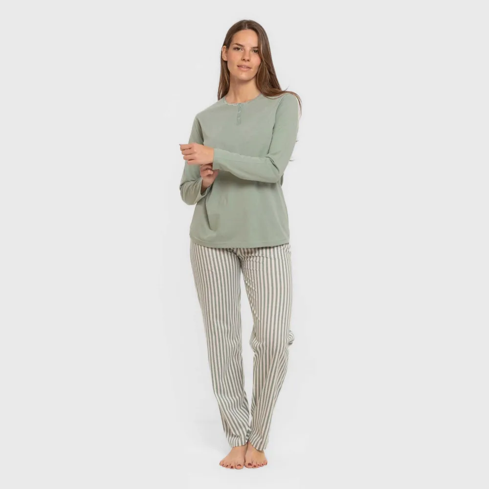 Pijama algodão Raya Kodac verde keike pijamas-compridos-de-mulher