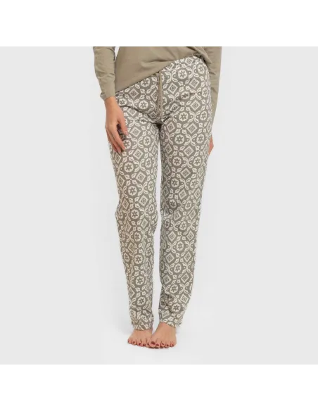 Pijama algodão Eugenia verde seco pijamas-compridos-de-mulher