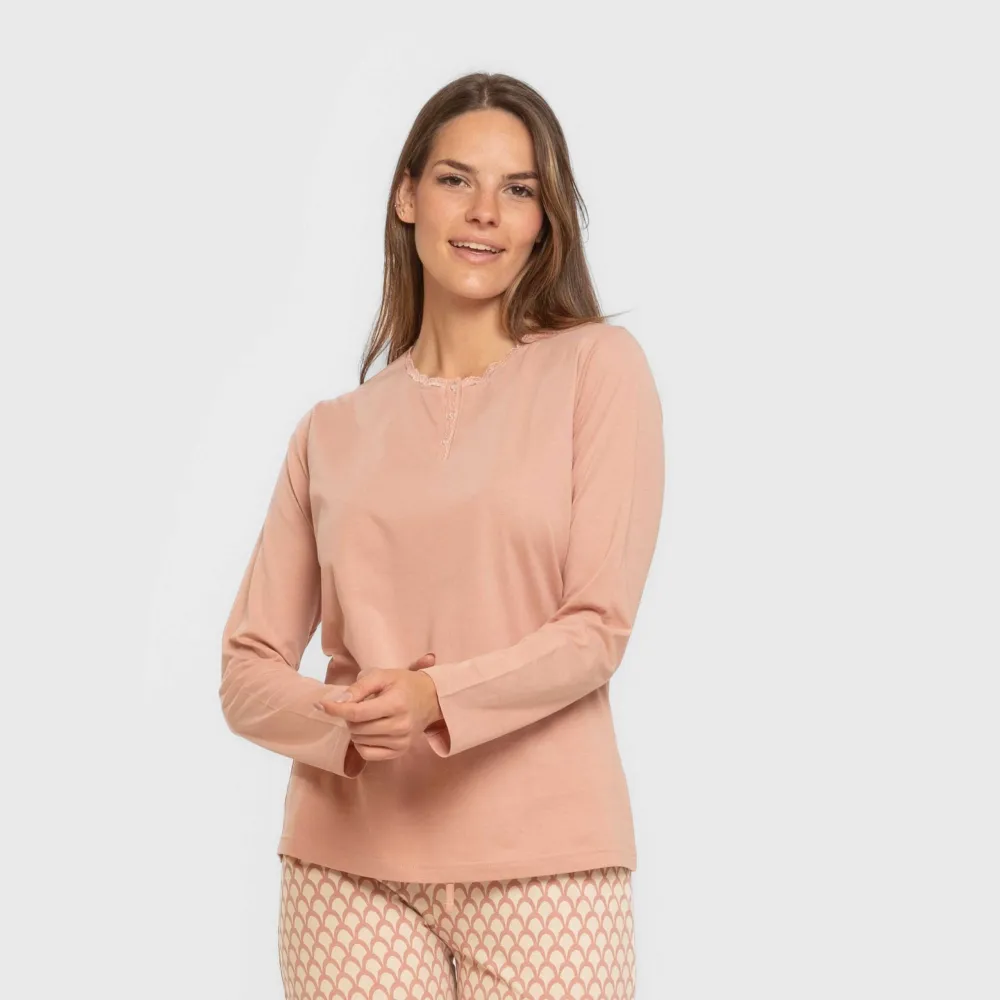 Pijama algodão Dunia rosa keike pijamas-compridos-de-mulher