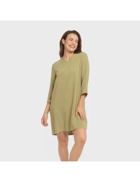 Túnica linho mulher lisa roupa-para-estar-por-casa