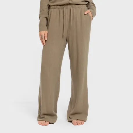 Calças linho mulher liso roupa-para-estar-por-casa