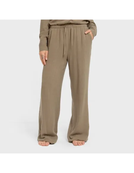 Calças linho mulher liso roupa-para-estar-por-casa