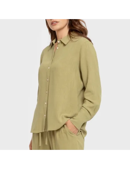 Camisa linho mulher lisa roupa-para-estar-por-casa