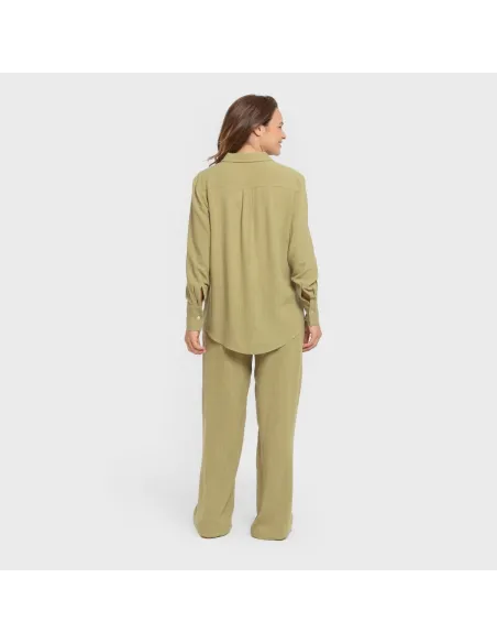Camisa linho mulher lisa roupa-para-estar-por-casa
